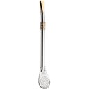 Ver imagem 2 de Bomba de Chimarrão Bocal Dourado Ferro Cinza Bojo Pera 19cm