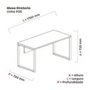 Ver imagem 4 de Mesa Madeira M1700/700P25TUB 170cm Industrial Preto e Grafito