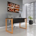 Ver imagem 1 de Mesa Madeira M1700/700P25TUB 170cm Industrial Preto e Laranja