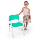 Ver imagem 5 de Kit 7 Cadeira Iso Infantil Creche, Escola Base Branco Verde Água