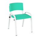 Ver imagem 3 de Kit 7 Cadeira Iso Infantil Creche, Escola Base Branco Verde Água