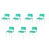 Kit 7 Cadeira Iso Infantil Creche, Escola Base Branco Verde Água - 2