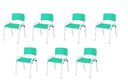 Ver imagem 2 de Kit 7 Cadeira Iso Infantil Creche, Escola Base Branco Verde Água