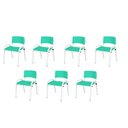 Ver imagem 2 de Kit 7 Cadeira Iso Infantil Creche, Escola Base Branco Verde Água