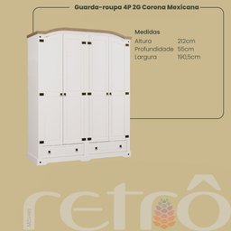 Guarda-roupa Corona Mexicana 4 Portas + 2 Gavetas Creme/carvalho - 2