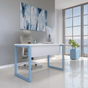 Ver imagem 1 de Mesa Madeira M1700/700P25TUB 170cm Industrial Branco e Azul