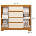 Ver imagem 5 de Guarda Roupa Casal Vinci 6 Portas de Bater 3 Gavetas MDP Cômoda Sapateira Atena Cinamomo e Off