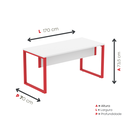 Ver imagem 4 de Mesa Madeira M1700/700P25TUB 170cm Industrial Branco e Vermelho
