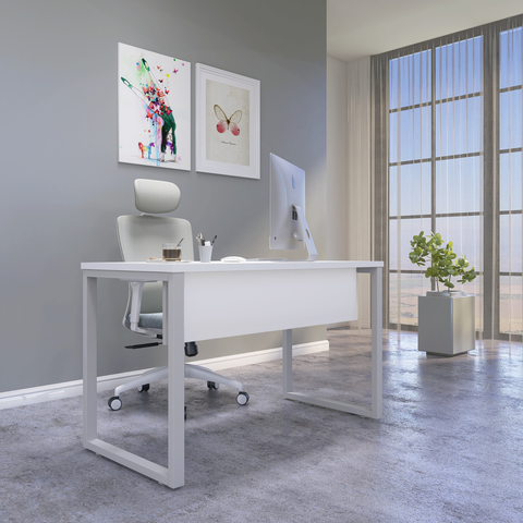 Mesa Madeira M1700/700P25TUB 170cm Industrial Branco e Cinza