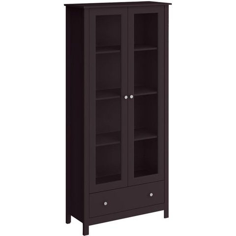 Cristaleira 2 Portas Vidro 1 Gaveta 180x80 Cm E954 Preto Dtall