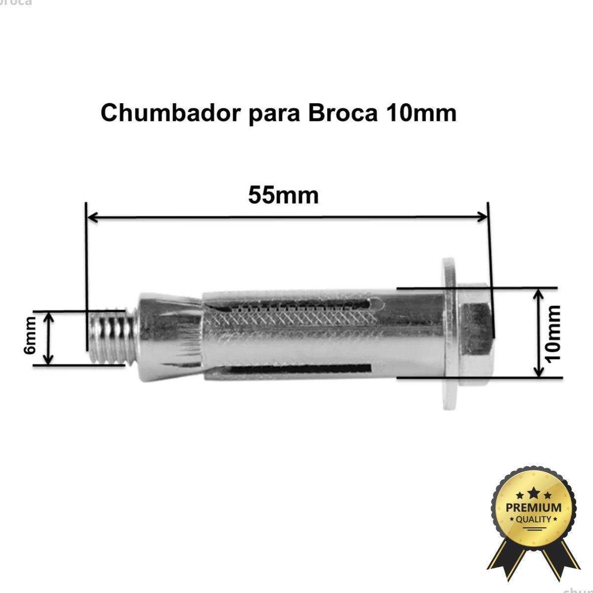 Kit 10 Parafuso Chumbador Parabolt Âncora 1/4 X 2 Sextavado - 2