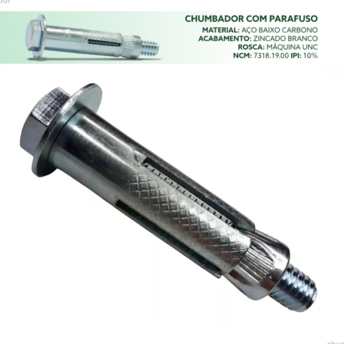 Kit 10 Parafuso Chumbador Parabolt Âncora 1/4 X 2 Sextavado - 3