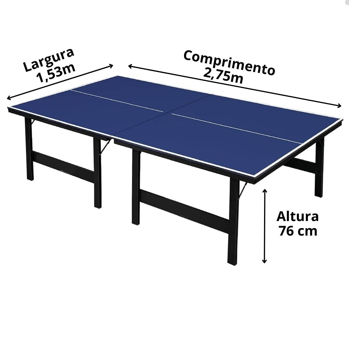 Mesa Tênis de Mesa 12mm Rede Raquete Mdf Sports Mania - Azul - 3