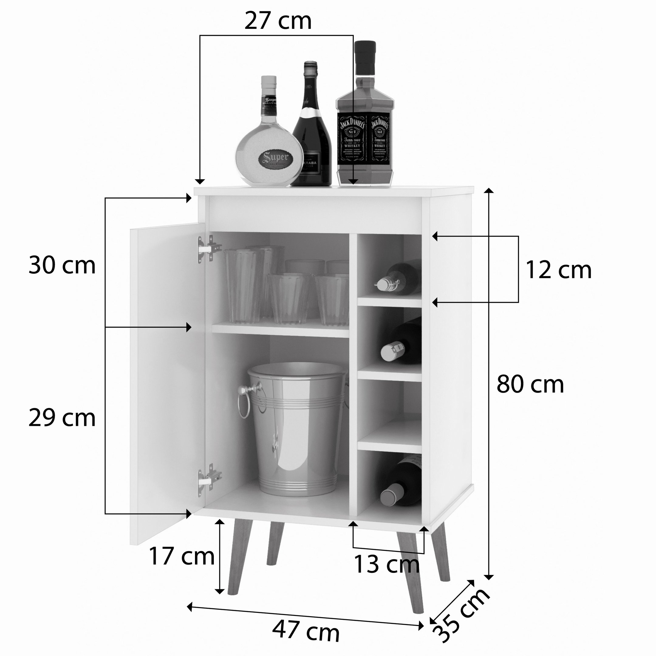 Aparador Buffet Adega Madri com Porta Pés Palito Retrô - Preto - 6