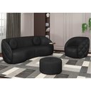 Ver imagem 2 de Sofá Decorativo 3 Lugares 240cm com Almofadas e Poltrona Zion M22 Sintético Preto - Mpozenato