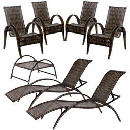 Kit com 2 Espreguiçadeiras Ipanema 1 Mesa de Centro 4 Cadeiras Napoli para Quintal, Piscina, Jardim  - 1