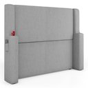 Ver imagem 1 de Cabeceira Estofada Duetto para Cama Box King 195cm com Porta Copo Linho Cinza - Desk Design