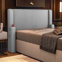 Ver imagem 6 de Cabeceira Estofada Duetto para Cama Box King 195cm com Porta Copo Linho Cinza - Desk Design