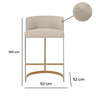 Banqueta Decorativa Alta Base Metal Epóxi Dourado Fosco em Veludo - Bege Veludo - 2