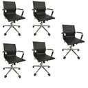 Ver imagem 1 de Kit 5 Cadeiras Office com Rodízio e Encosto Esteirinha Baixa Preto Rivatti