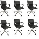 Ver imagem 1 de Kit 6 Cadeiras Office com Rodízio e Encosto Esteirinha Baixa Preto Rivatti