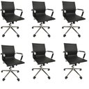 Ver imagem 1 de Kit 6 Cadeiras Office com Rodízio e Encosto Esteirinha Baixa