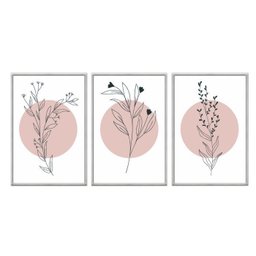 Kit 03 Quadros Decorativos - Arte Moderna Minimalista Galhos Abg045 - Vidro 60x80cm - 2