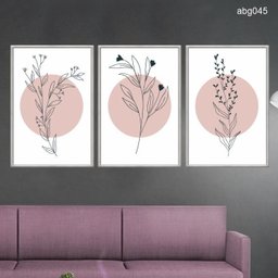 Kit 03 Quadros Decorativos - Arte Moderna Minimalista Galhos Abg045 - Vidro 60x80cm - 1