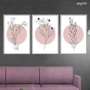 Kit 03 Quadros Decorativos - Arte Moderna Minimalista Galhos Abg045 - Vidro 60x80cm