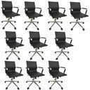Ver imagem 1 de Kit 10 Cadeiras Office com Rodízio e Encosto Esteirinha Baixa Preto Rivatti