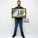 Ver imagem 2 de Quadro Decorativo Caixa Alta com Vidro Cidade Paris - Torre Eiffel TaColado Moldura Preta 40x60cm