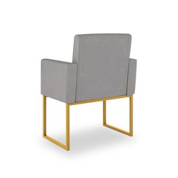 Kit 04 Poltronas Sala Espera Cor Cinza - Base Ferro Dourado - 5