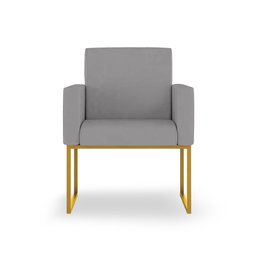Kit 04 Poltronas Sala Espera Cor Cinza - Base Ferro Dourado - 2