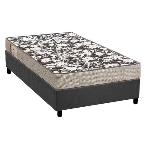 Conjunto Box Solteiro: Colchão Espuma Ortobom D26 Physical Ultra Resistente + Base Crc Suede Gray (