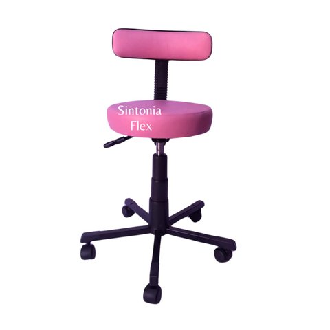 Cadeira Mocho Potogolo com Base em Aço e Rodizios Corano Rosa