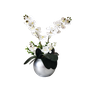 Arranjo Flores 2 Orquídeas Toque Real Artificial Vaso Prata - 2