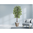 Ver imagem 2 de Planta Artificial Ficus Verde 2,10m kit + Vaso Trapezio D. Grafiato Bege 40cm
