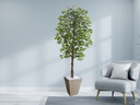 Ver imagem 2 de Planta Artificial Ficus Verde 2,10m kit + Vaso Trapezio D. Grafiato Bege 40cm