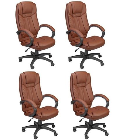 Kit 4 Cadeira de Escritório Presidente Corino Office Córdoba Marrom Rivatti