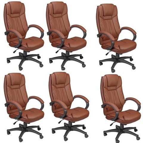 Kit 6 Cadeira de Escritório Presidente Corino Office Córdoba Marrom Rivatti