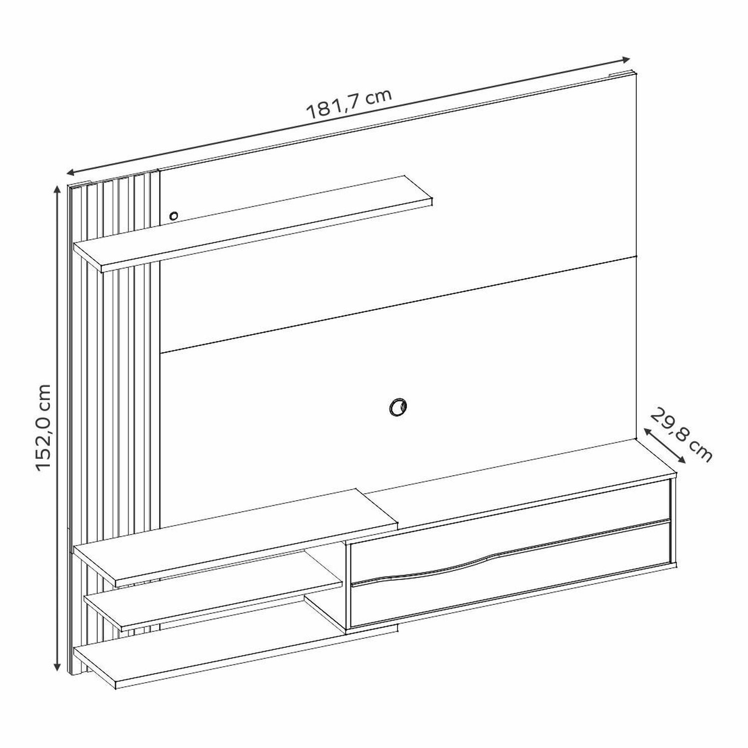 Painel Nt 1355 Ripado com Led e Puxador de Alumínio - 7