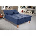 Ver imagem 1 de Sofá Cama Berlim 3 Lugares Império Reclinável com Banqueta Espuma D33 Suede Azulmarinho375