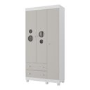 Ver imagem 2 de Guarda-roupa Infantil 92cm com Vidro 3 Portas e 2 Gavetas Bombom Multimóveis Mp4462 Branco/off
