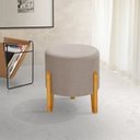 Ver imagem 1 de Puff Orgânico Redondo Elegance Pés Madeira Linho Bege