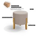 Ver imagem 3 de Puff Orgânico Redondo Elegance Pés Madeira Linho Bege