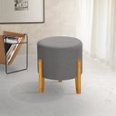 Ver imagem 1 de Puff Orgânico Redondo Elegance Pés Madeira Linho