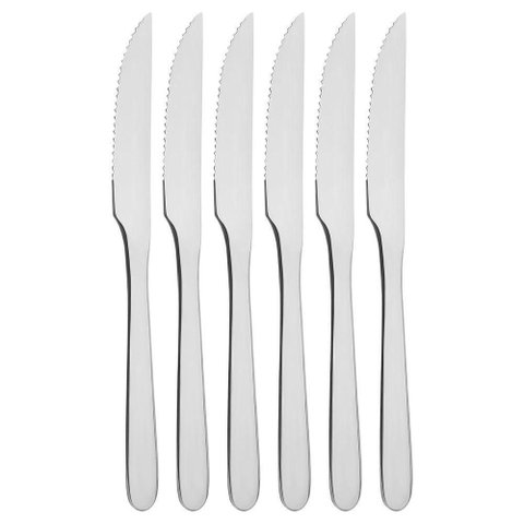 Kit 6 Facas de Mesa Churrasco Serrinha Tramontina Havaí em Aço Inox
