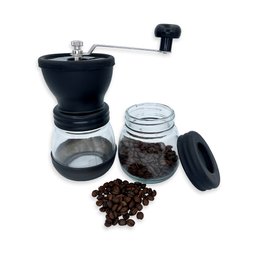 Moedor de Café Manual Vidro Plastico Inox Ceramica - Preto - 2