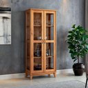 Ver imagem 1 de Cristaleira de Madeira Maciça 2 Portas de Vidro Bella Slim Carvalho Fosco