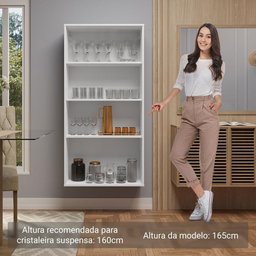 Cristaleira Suspensa 70 Cm 2 Portas de Vidro Branco Madesa Branco - 7